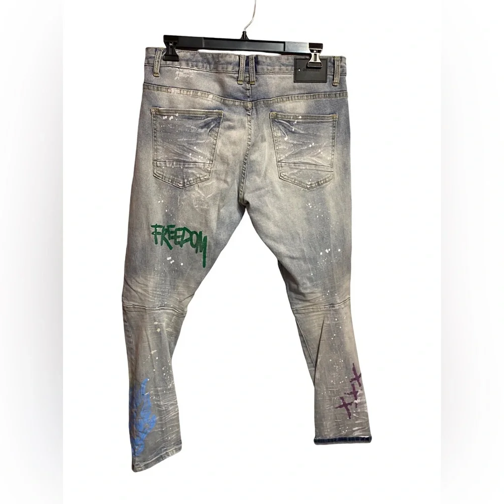 Decibel Streetwear With All Over Graffiti Jeans Mens Size 36/32 - Picture 6 of 6